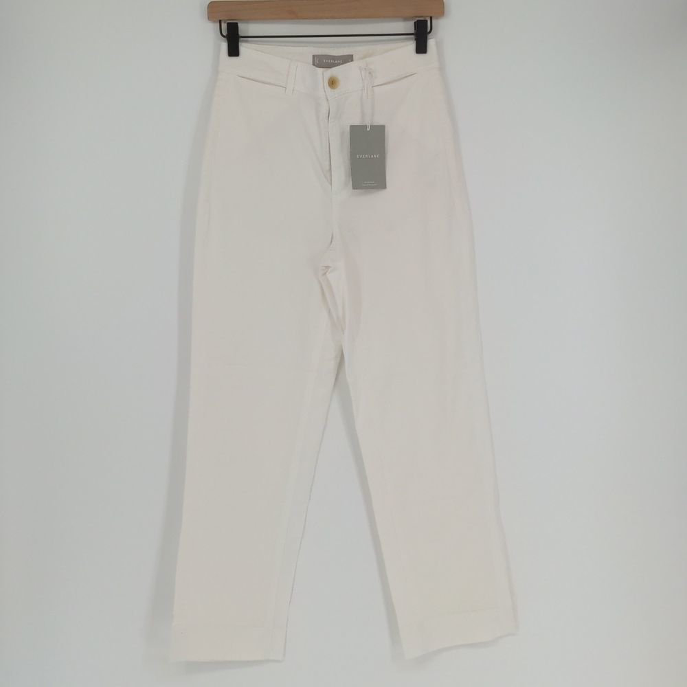 Everlane Women's The Straight-Leg Crop BoneLightweight Pant Size 0 Casual White